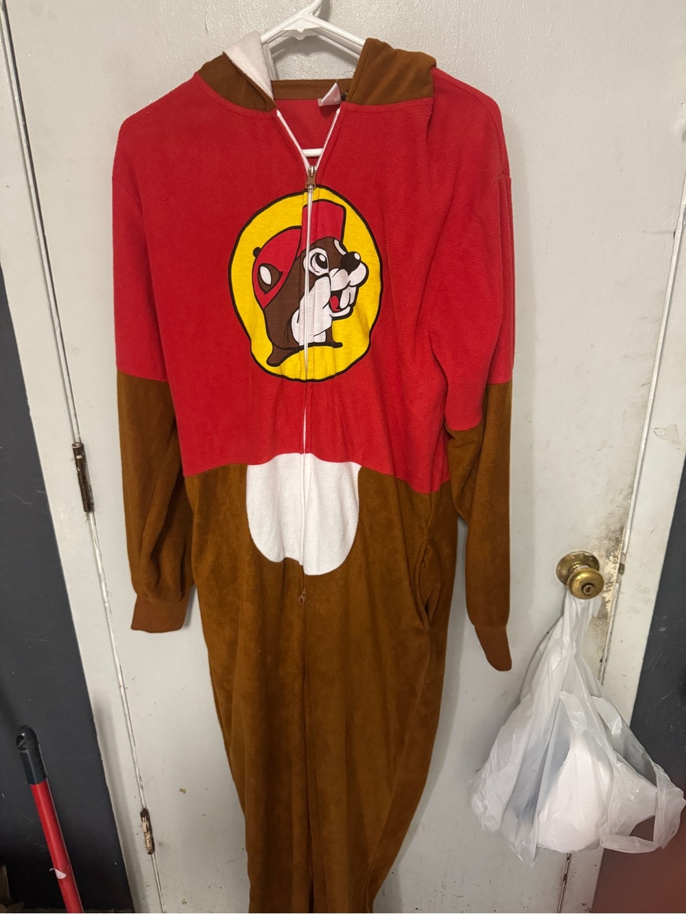 Buc-ee's Beaver Onesie Pajamas - Red, Brown, White